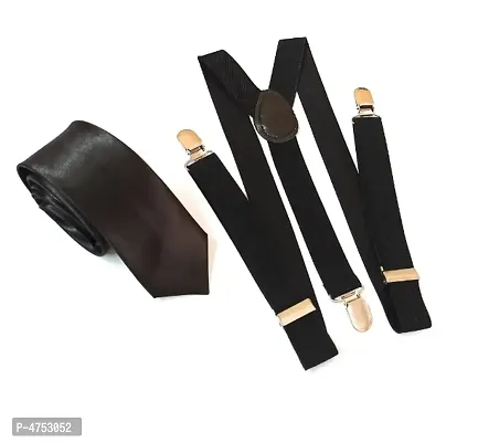 black suspender and tie combo