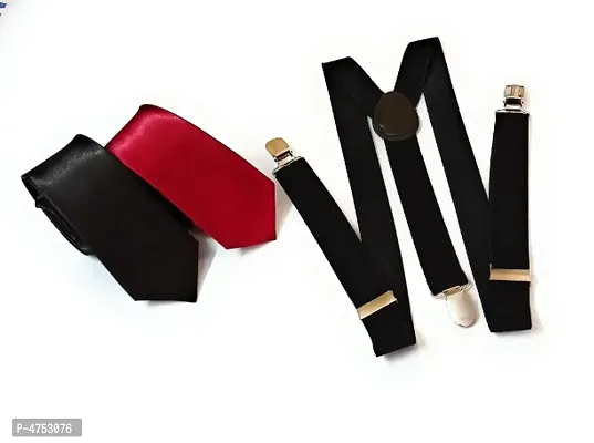 black suspender and 2 plain ties combo-thumb0