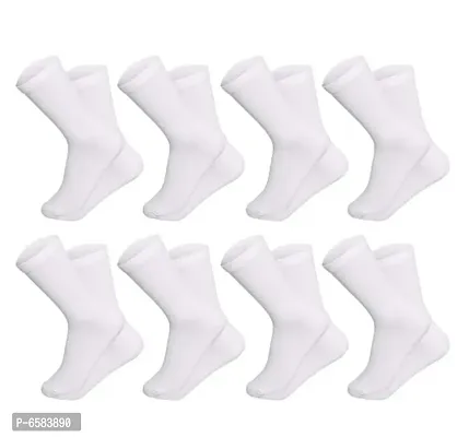 Men Long White Formal Cotton Socks-Pack of 8 Pairs