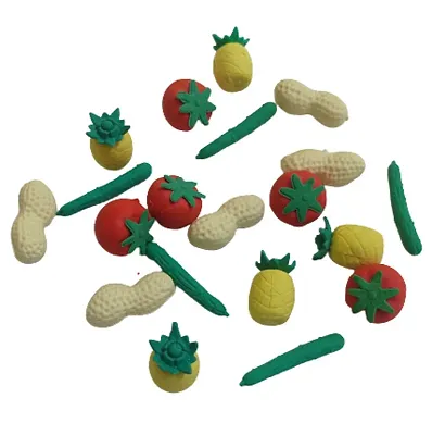 Fruit Vegetable Shape Erasers-Pack of 20 Pcs