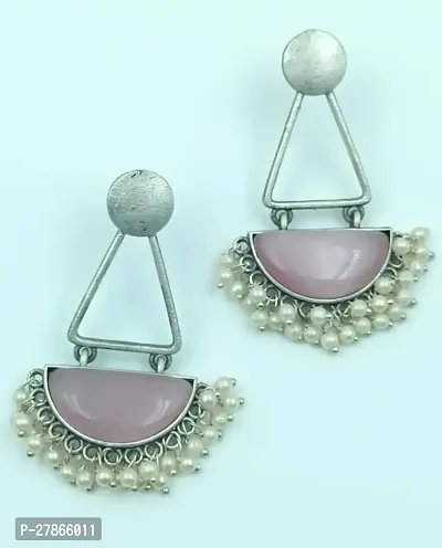 Pink Alloy Pearl Studs Earrings For Women-thumb0