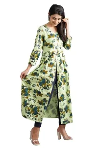 Cotton Printed Front Open Anarkali Kurti (Medium, Multicolored)-thumb1