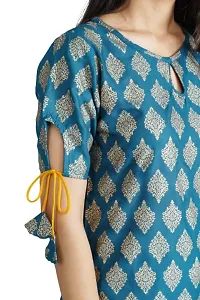 Cotton Printed Kurti for Women's and Girl's (Medium, Blue)-thumb3