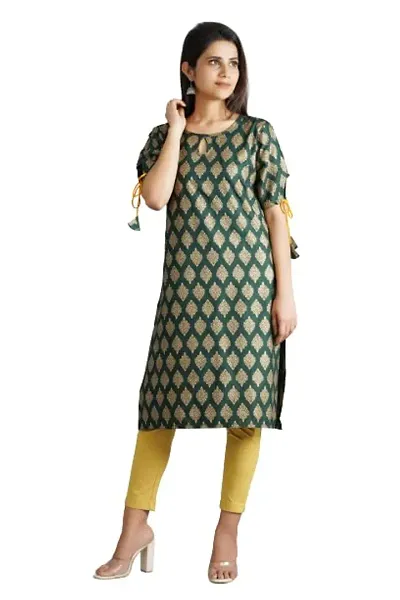 Kurti for Women's and Girl's (Medium, Bottle Green)