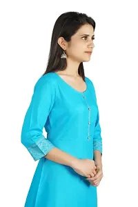 Rayon Border Printed Anarkali Kurta (Medium, Sky Blue)-thumb4