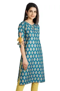 Cotton Printed Kurti for Women's and Girl's (Medium, Blue)-thumb2