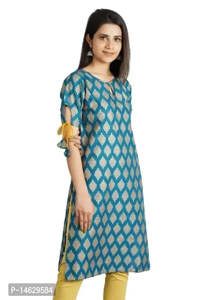 Cotton Printed Kurti for Women's and Girl's (Medium, Blue)-thumb3