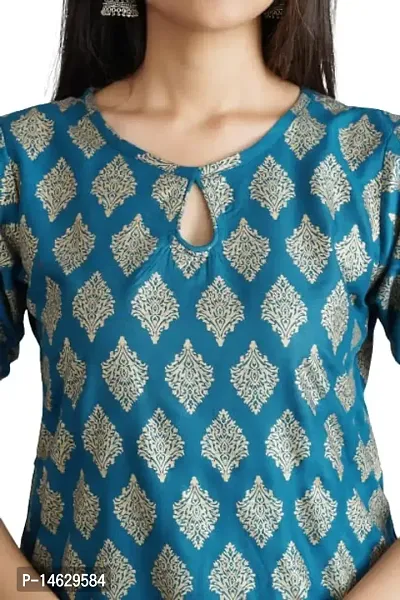 Cotton Printed Kurti for Women's and Girl's (Medium, Blue)-thumb5