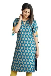 Cotton Printed Kurti for Women's and Girl's (Medium, Blue)-thumb1