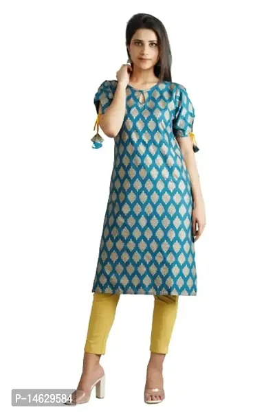 Cotton Printed Kurti for Women's and Girl's (Medium, Blue)