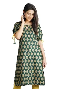 Cotton Printed Kurti for Women's and Girl's (Medium, Bottle Green)-thumb1