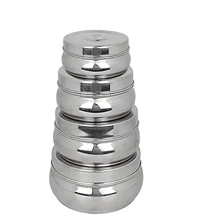 Stainless Steel Belly Food Storage Containers |Set of 4| Kitchen Storage Containers