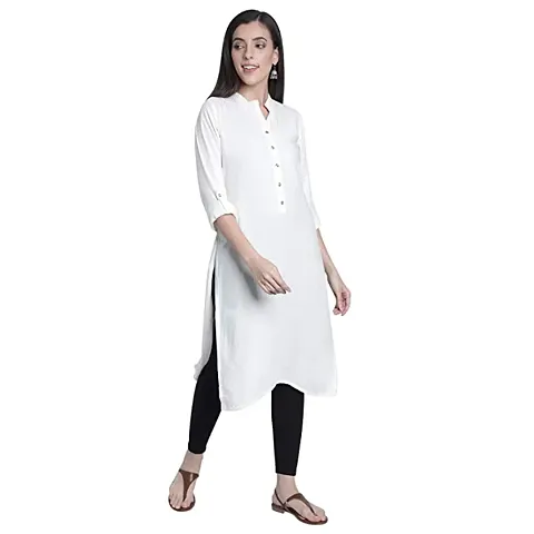 Women's Rayon Solid Plain Straight Kurti