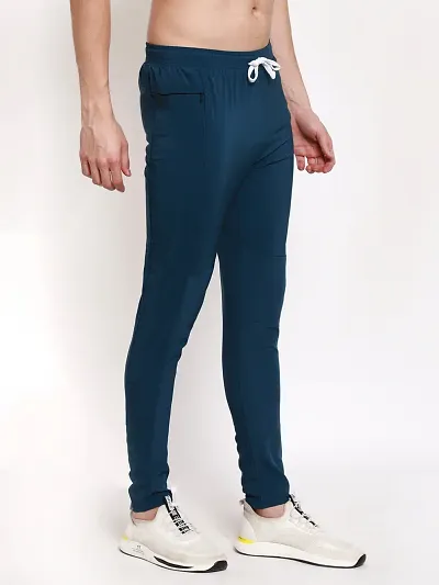 Polyester Stretchable Slim Fit Track Pants With Two Zipper