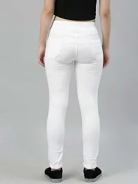 Alluring White  Lycra Solid Skinny Fit Jeggings For Women-thumb1