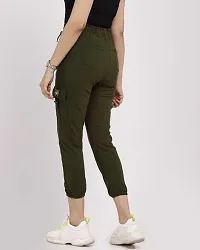 Elegant Green Cotton Lycra Stretchable Cargo For Women-thumb1