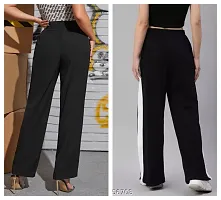 Elegant Black Polyester Solid Bell Bottom Trousers For Women Pack Of 2-thumb1