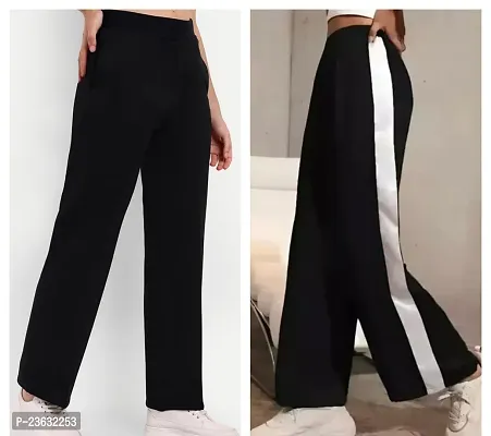 Elegant Black Polyester Solid Bell Bottom Trousers For Women Pack Of 2-thumb0