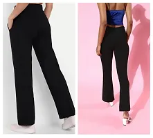 Elegant Black Polyester Solid Trousers For Women Pack Of 2-thumb1