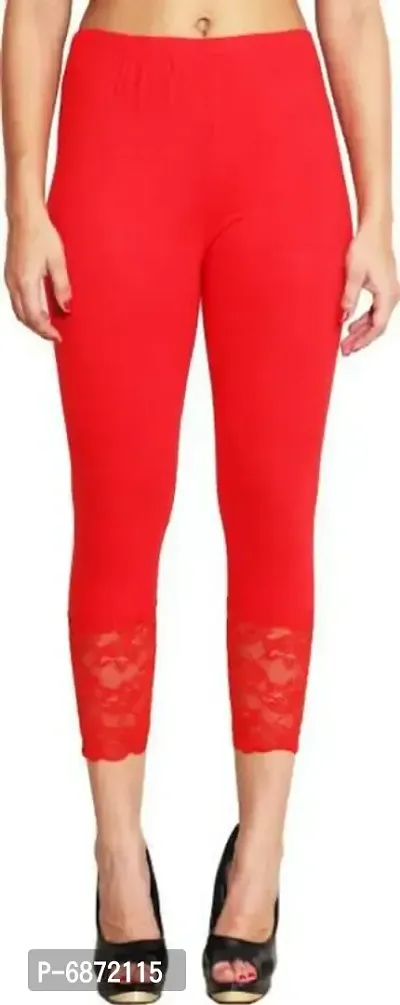 Stylish Classic Red Viscose Capris For Women