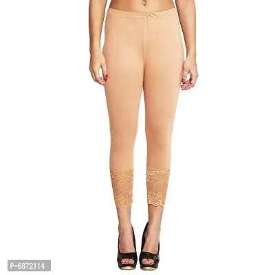 Nude Viscose Self Design Trousers   Capris For Women