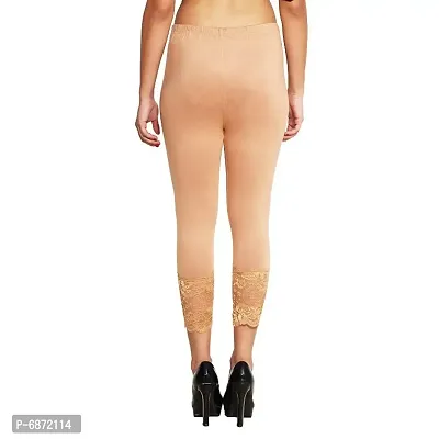 Nude Viscose Self Design Trousers   Capris For Women-thumb4
