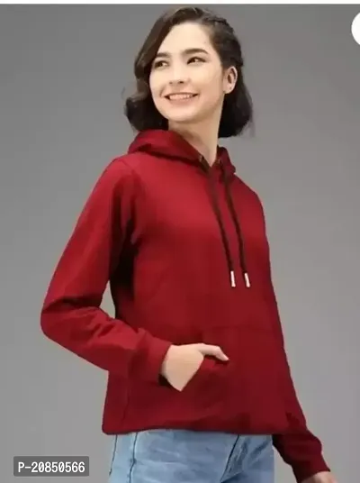 Stylish Maroon Fleece Solid Sweatshirt For Women