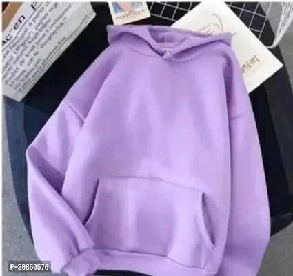 Stylish Purple Fleece Solid Sweatshirt For Women-thumb0