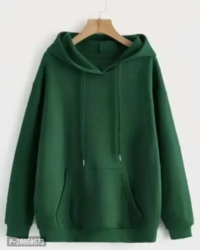 Stylish Green Fleece Solid Sweatshirt For Women-thumb0