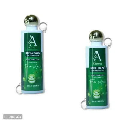 Amorene Neem-Aloevera Foaming Facewash Refill Pack Of 2 200 Ml