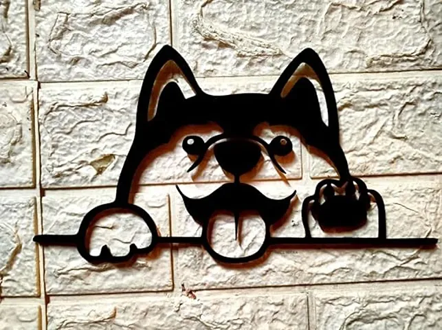 Stylish Black Cute Dog MDF Wood Cutout Wall Art Decor Wall Hanging