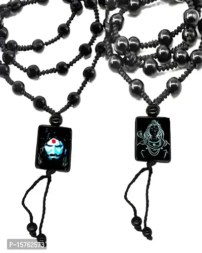 Dynamic Retail Global Mahakal Shiva Religious Locket Cotton Dori Pendant Mahadev Onyx Beads Mala 1404NX