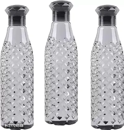 Crystal Clear Water Bottle  1000 ml Bottle (Pack of 3, black, PET)