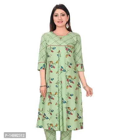 Buy Women s Rayon Cotton Green Printed Long Kurti Size 3XL