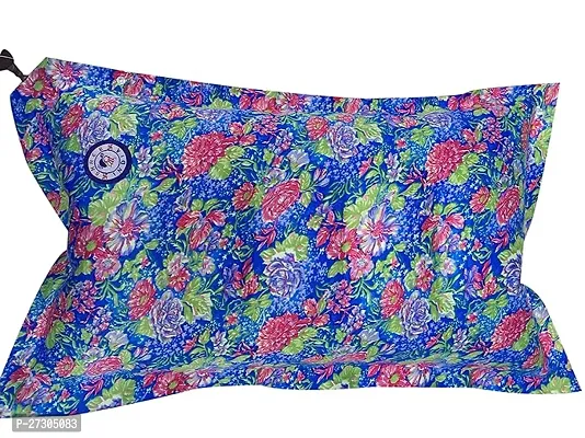 Comfortable Inflatable Floral Print Air Pillow For Travel Blue