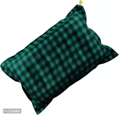 Comfortable Inflatable Checked Air Pillow For Travel Green