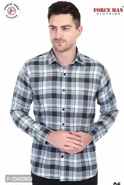 Men Cotton Checkered Casual Shirt-thumb0