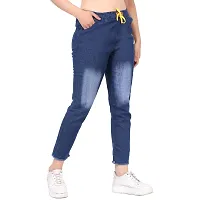 Stylish Blue Denim Joggers For Women-thumb2