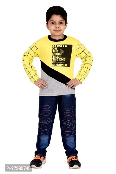 Boys Denim Full Shirt with Denim Full Pant Pant Set-thumb0