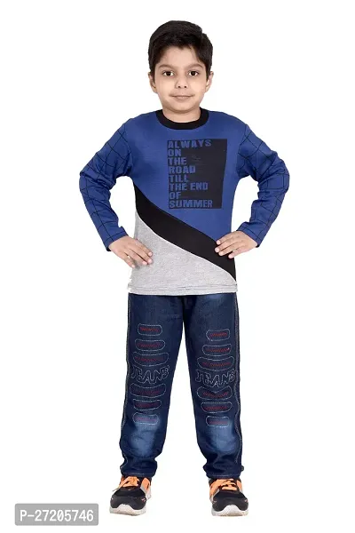 Boys Denim Full Shirt with Denim Full Pant Pant Set