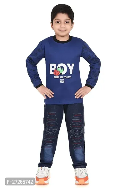 Boys Denim Full Shirt with Denim Full Pant Pant Set