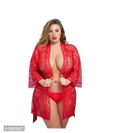 Stylish Red Net Lace Baby Dolls-thumb0