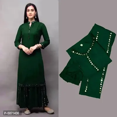 Stunning Green Rayon Self Design Kurta with Sharara Set For Women-thumb0