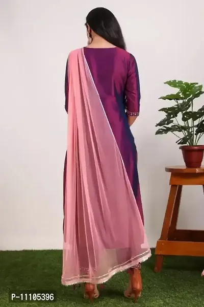 Fancy Silk Blend Kurta Set For Women-thumb3