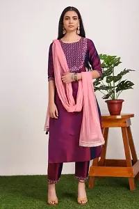 Fancy Silk Blend Kurta Set For Women-thumb4