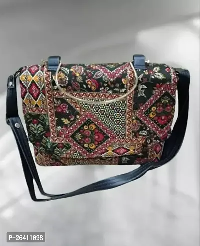 Stylish Multicoloured Fabric Printed Sling Bags For Women-thumb0