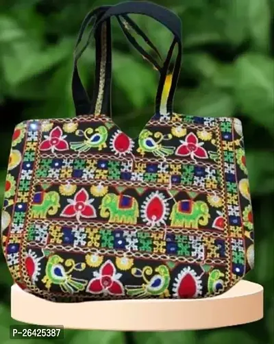 Stylish Multicoloured Fabric Embroidered Handbags For Women-thumb0