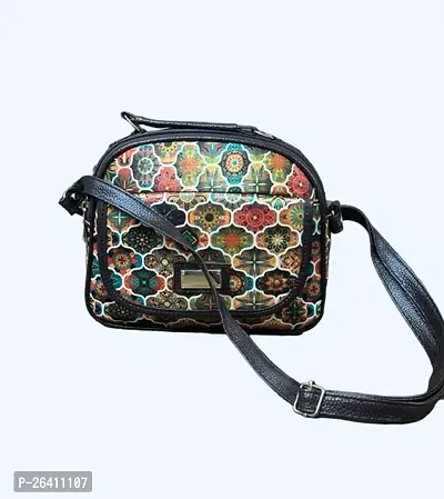 Stylish Multicoloured PU Printed Sling Bags For Women