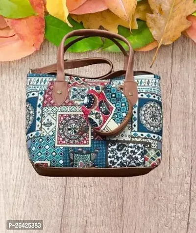 Stylish Multicoloured PU Printed Handbags For Women-thumb0