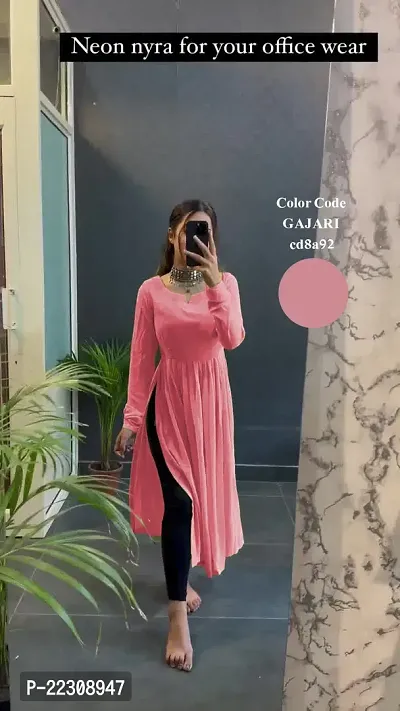 Elegant Pink Solid Georgette Kurta For Women